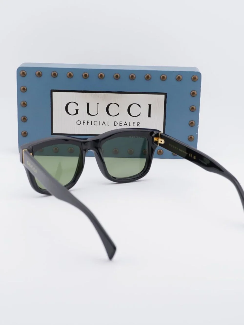 Gucci GG1135S 001 Square Sunglasses - Black\Green Polarized